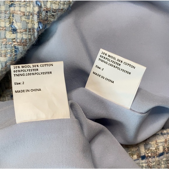 Bundle Blue Tweed Jacket and Mini Skort Skirt Fall Outfit Set Size 2 US Small - Picture 12 of 15